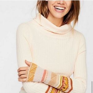 Free People Crochet Cuffed Ribbed Sweater Size M